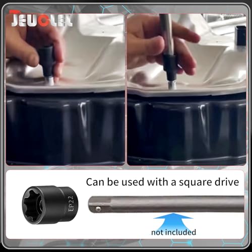 EP Socket EP22, 6 Point 1/2” Dr Female External E-Torx Plus Socket | EP Socket, Female External, E-Torx Plus Socket, External, Cr-V Steel, High Deformation Prevention - size: EP22