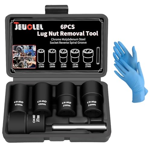 6PCS Twist Lug Nut Socket Set, 1/2" Drive Bolt Nut Extractor Tool | Metric, 17mm, 19mm, 21mm, 23mm, 27mm Socket, Damaged Nut Lock Remover, Rusted, Stripped, Screws, Stuck Locking Nut Removal - color: 6pcs Lug Nut Extractor 1/2 Inch Drive