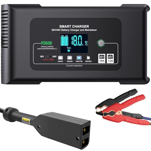 18 AMP 36 Volt Golf Cart Battery Charger for EZGO TXT with D Style Plug,Lithium, LiFePO4, Lead-Acid AGM/Gel/deep Cycle Trickle Charger,Maintainer