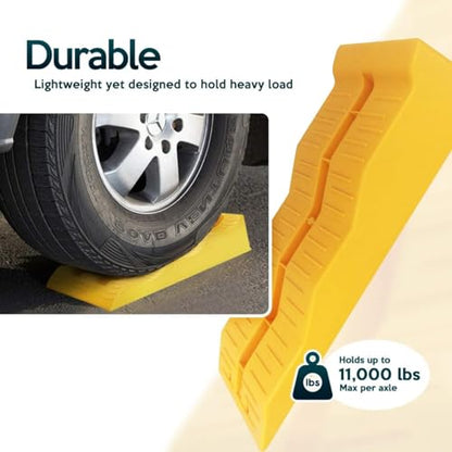 ZONETECH Automotive Leveling Ramps - 8 Packs Premium Quality Camper Trailer SUV Car Wheel Chocks, Leveler, Stabilizer on Uneven Ground- Great for Raising Auto - color: Yellow 8