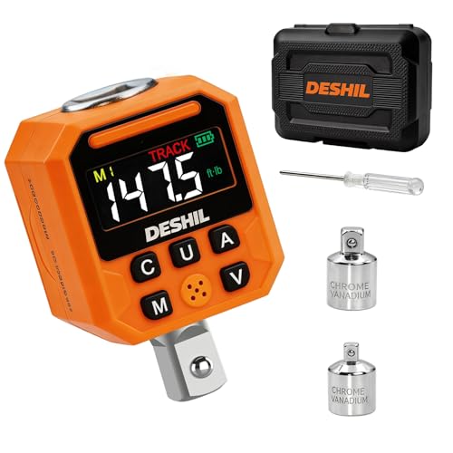 DESHIL 1/2" Digital Torque Adapter Set, 7.4-147.5 Ft.lb/10-200 N.m Digital Torque Wrench Adapter with Buzzer & LED Alert, 1000 Data Storage, 8 Preset Values for Automotive Car Motorcycle Repair