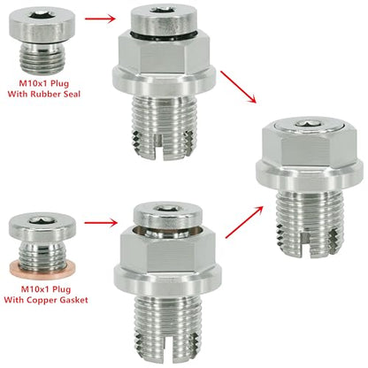 M14.1-1.25 x 15mm Oversize Piggyback Oil Drain Plug, Stainless Steel Self Tapping Oil Pan Thread Repair Kit - size: M14.1x1.25