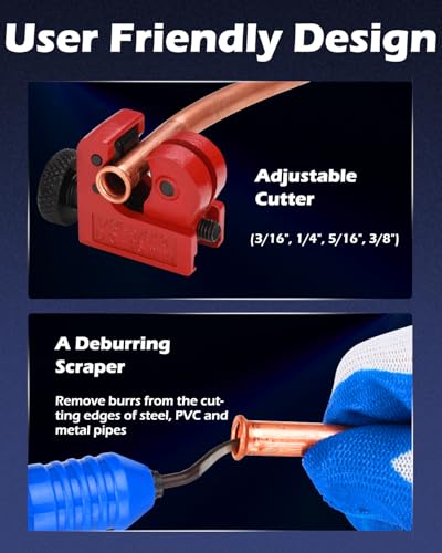 Brake Line Flaring Tool Kit 45 Degree Single Bubble Double Flare Tool Set Compatible with 3/16", 1/4", 5/16", and 3/8" Tubes