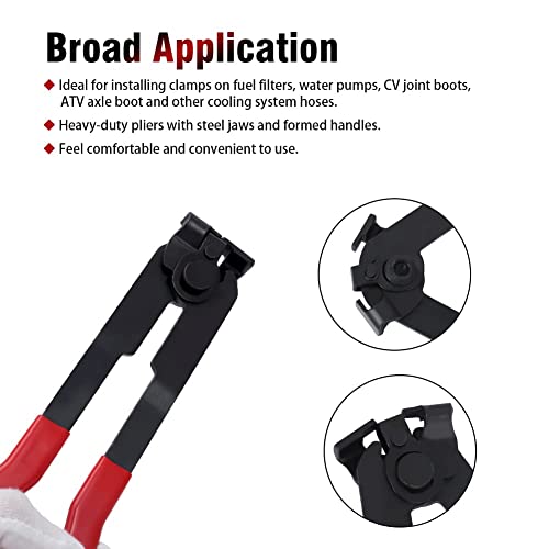 12 PCS For Auto/ATV Joint Axle Boot Clamp Pliers Tool with CV Clamps Kit - size: CV Joint Boot Clamp Pliers Kit with 10 Crimp Bands