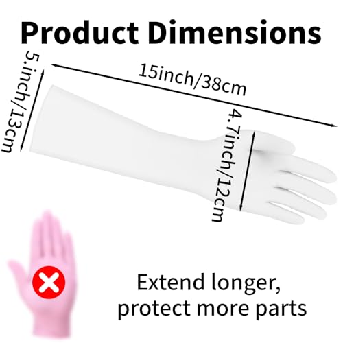 Long Sleeves Durable Disposable Nitrile White Gloves 15inches,Household Cleaning Dishwashing Waterproof 30PCS - color: White, size: Small