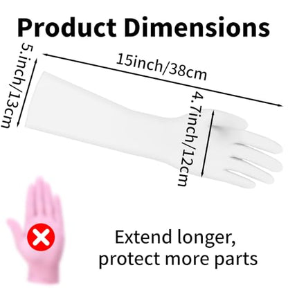 Long Sleeves Durable Disposable Nitrile White Gloves 15inches,Household Cleaning Dishwashing Waterproof 30PCS - color: White, size: Small
