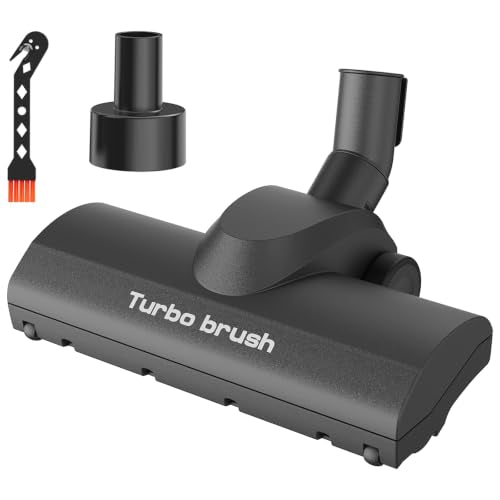 Portek Air-Driven Turbo Brush Attachment for Shop Vac Wet Dry Vacuum Cleaners, 1-1/4 and 2-1/2 Inch, Non-Electric Floor Head for Pet Hair and Debris Removal from Carpets Area Rugs Hard Floors