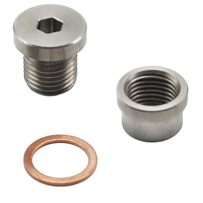 12mm Transmission Drain Plug Kit Steel Bung & Steel Plug & Washer Transmission Sump Drain Plug Oil pan drain plug (Weld In)