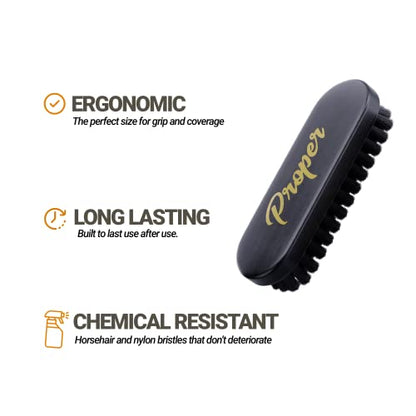 Premium Horse Hair Leather Brushes Set for Car Detailing, Furniture & Upholstery - Professional Horsehair Cleaning Brush for Couch, Car Seats, Alcantara & Interior Surfaces
