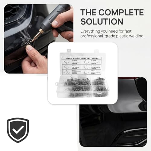 Osilly 1200PCS Car Plastic Hot Staples Welding Rods, Wave Shape Bumper Dashboard Plastic Welding Wire for Machine Repair, Auto Welder Staple Kit with Storage Box, Universal for Vehicles - size: 1200PCS