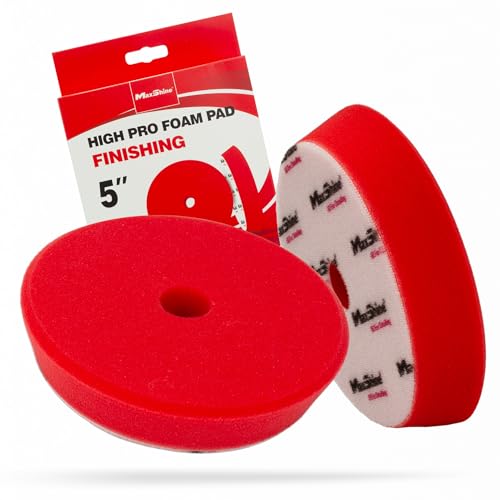 Maxshine 5” Universal High Pro Finishing Foam Pad – Compatible with DA & Rotary Polishers – Professional Detailing Pad for High-Gloss Finishing – Washable & Reusable – Hook & Loop Backing - size: 5", style: Finishing