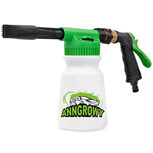 anngrowy Car Wash Foam Gun Soap Car Wash Foam Cannon for Garden Hose Foam Sprayer Car Wash Soap Foam Gun Hose Foam Cannon Blaster Hose Foam Cannon Gun Quick Connector to Any Garden Hose (Green) - color: green