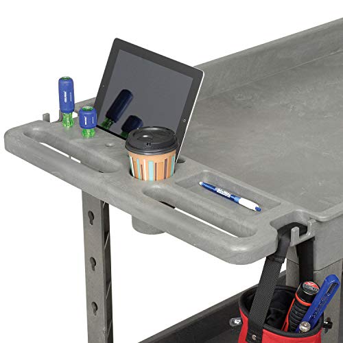 Global Industrial Plastic 2 Tray Shelf Service & Utility Cart, 44” x 25-1/2”, 5" Rubber Casters - color: Gray