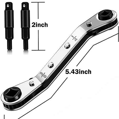Hvac Service Wrench Tools:3/16” to 3/8” 5/16'' x 1/4''Air Conditioner Valve Ratchet Wrench with 2 Hexagon Bit Adapter Kit for Air Refrigeration Tools and Equipment Repair Tools Clearance - style: 1 Wrench + 2 Hexagon Bit