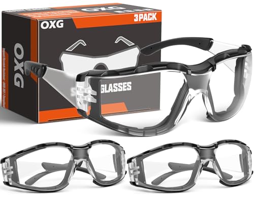 OXG Safety Glasses for Men, ANSI Z87.1 Anti-Fog Impact Resistant Protective Eyewear, Foam Gasket, UV400 Protection - color: 3-clear-black