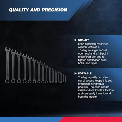 NEIKO 03574A Jumbo Combination Wrench Set | 16 Piece | SAE | 1/4” to 1-1/4” | Raised Panel Construction (Pack of 4) - size: 16 Piece (Pack of 4), style: SAE