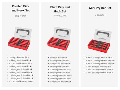 TEKTON Pick, Hook, and Mini Pry Bar Set, 24-Piece | LVR14001 - size: Pick, Hook, and Mini Pry Bars, (24-pc.)
