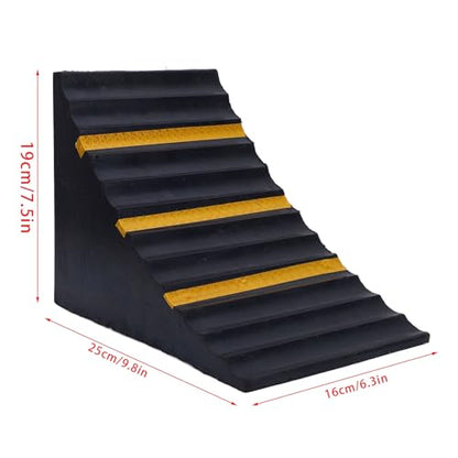 Alomejor Heavy Duty Rubber Wheel Chock 9.8 X 6.3 X 7.5in Rubber Wheel Stopper with Anti Slip Tread Weather Proof 3 to 5 Ton Tire Block for Car RV Trailer Truck ATV Parking