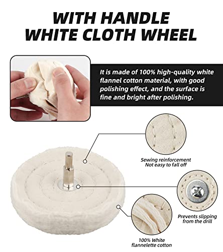 11pcs Buffing Wheel for Drill, Polishing Ball for Drill with 0.25" Hex Shafts, Cotton Polishing Kit for Rotary Tools, Sanding Headlight Rims Manifold Aluminum Chrome Stainless Steel
