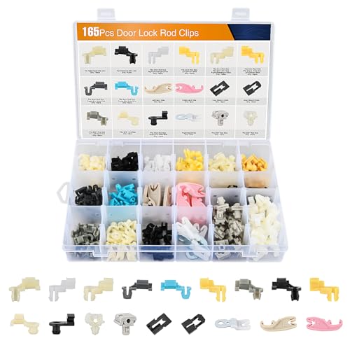 GOOACC 165pcs Door Lock Rod Clips Tailgate Handle Rod Lock Pawl Handle Rod End Retainer Assortment Fits 5/32" Rod for Chevy Silverado for GMC Sierra for GM Trucks Ford Chrysler Toyota Mazda - color: Multicolor