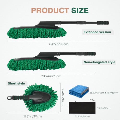 FLORICH Microfiber Car Duster Large Extendable Car Duster Exterior Scratch Free for Cars RV Truck Bike - size: Carduster02