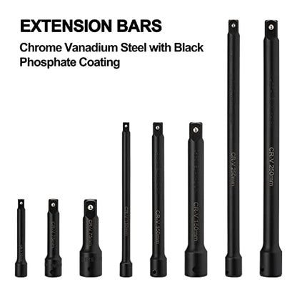Mayouko 18-Piece Drive Tool Accessory Set, Socket Accessory Set, Includes Socket Adapters, Extensions, Universal Joints and Impact Coupler