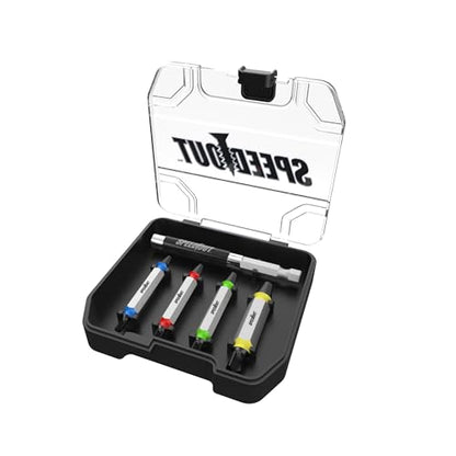 SpeedOut Impact 5-Piece Damaged Screw Extractor Set – Impact Rated Bits with Quick Connect Adapter & EZ View Case – Helps Remove Stripped Screws – Color Coded Extractors – Works with Standard Drill