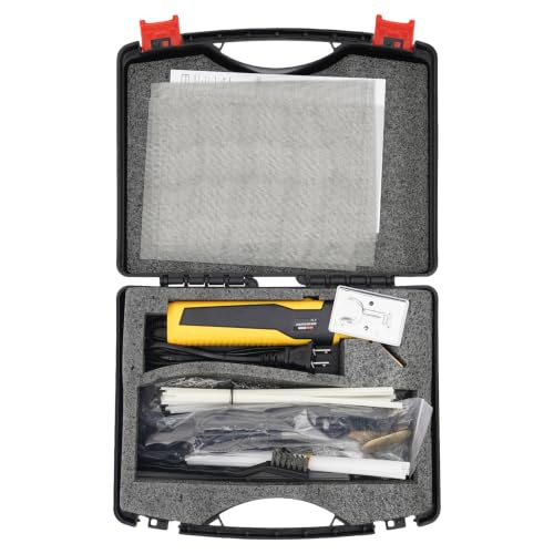 2 in 1 Plastic Welder Kit 100W Hot Stapler for Bumper Repair 800°F (Yellow) | Car Bumpers Kayaks Toolboxes Welding Repair Kit, Includes 400 Staples, Mesh, Rods, Smoother, Brush - color: Yellow