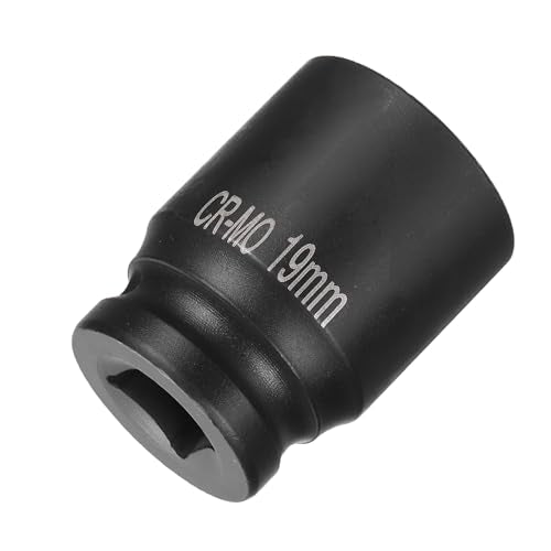 HARFINGTON 4 Point Square Socket 1/2" Drive 19mm Metric Square Impact Socket CR-MO Blackening Standard Wheel Sockets Pneumatic Socket Tool for Auto Repair Mechanical Maintenance Home Use - size: 19mm