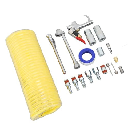 20 Piece Air Blow Gun Accessory Set Stainless Steel Pneumatic Tool Kit with Quick Connectors for Industrial Surface Cleaning and Equipment Maintenance Multifunctional Compressor