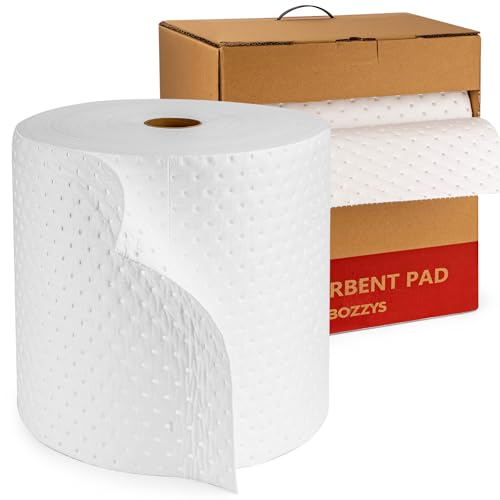 Oil Absorbent Pads Roll | 16"x20" Oil-Only Spill Mat 100-Pack | Industrial Spill Control for Oil & Fuel(24 Gal/Box) | Repels Water Absorbing Rolls - color: 100pack 3mm Thickened/Oil Only rolls(16"x20")