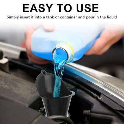 2PCS Oil Funnel,Oil Change Funnels, Universal Fuel Funnel with Long Neck, Multi-Function Engine Oil Funnel for Filling Oils Gas Lubricants Water Diesel and Fluids (Black)