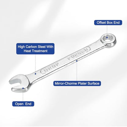 HARFINGTON Combination Wrench 22mm Metric 12-Point Box and Open End Zinc Plated Steel Double Ended Spanner Tool for Automotive Pipe Furniture Machinery DIY Repair, Silver White - size: 22mm