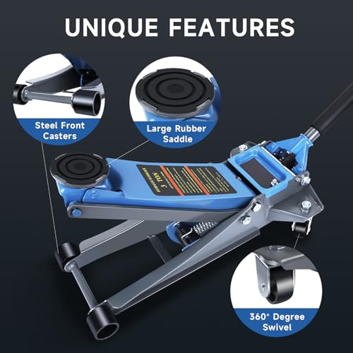 LARBANKE 3 Ton Low Profile Floor Jack,Hydraulic Carbon Steel Car Jack with Dual Pistons Quick Lift Pump,Easily Slide into Cars&Provide Stable Support,Lifting Range2.87-19.69",for Verious Cars - size: 497mm