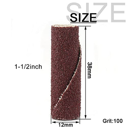 SI FANG Mini Sanding Engine Port and Polish Kit 1-1/2'' 100 Grit, Cylinder Head Abrasive Sandpaper Porting and Polishing Cartridge Roll Tool, for Metal Aluminum Cast Iron Sanding Rust Removal (5Pcs) - style: 100# 1-1/2''(Cylinder)