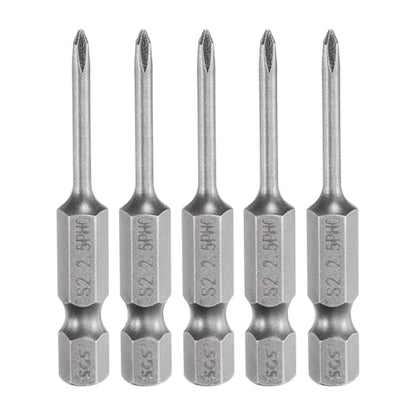 HARFINGTON 5pcs #0 Phillips Screwdriver Bit PH0 1/4" Hex Shank 2" (50mm) Long Magnetic S2 Steel Industrial Grade Screw Driver Bit Cross Head Electric Drill Bits 0.098" (2.5mm) Rod - size: PH0 x 50mm x 2.5mm