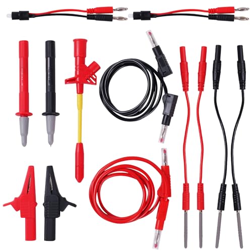 13 PCS Automotive Test Lead Kit – Banana Plug & Alligator Clip Multimeter Test Leads Set with LED Test Leads and Insulation Piercing Test Clip – CAT III 1000 V for 12 V/24 V Car Electrical Testing