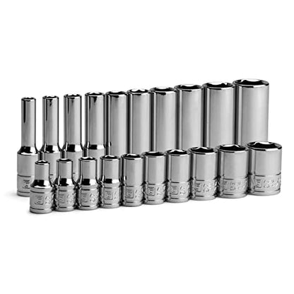 Capri Tools 1/4 in. Drive 6-Point Socket Set (Shallow & Deep Set / 3/16-9/16 in.) - size: Shallow & Deep Set / 3/16-9/16 in.