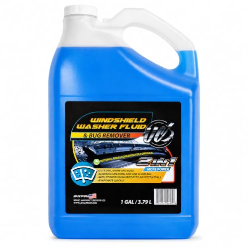 UCS Windshield Washer Fluid 2-in-1 Bug Remover – Ready to Use Formula – Streak-Free Cleaning – Removes Dirt & Road Grime – 1 Gallon (128 fl oz) Methanol-Free - color: Blue, size: 128 Fl Oz (Pack of 1)