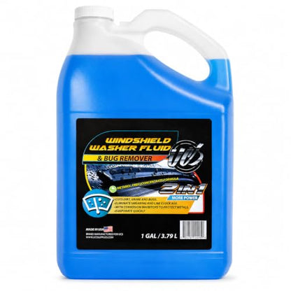 UCS Windshield Washer Fluid 2-in-1 Bug Remover – Ready to Use Formula – Streak-Free Cleaning – Removes Dirt & Road Grime – 1 Gallon (128 fl oz) Methanol-Free - color: Blue, size: 128 Fl Oz (Pack of 1)
