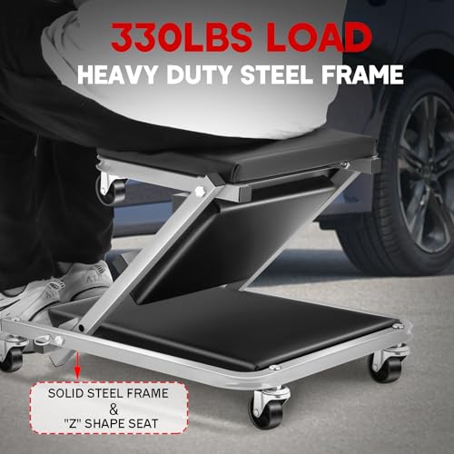 Foldable Z Creeper 2 in 1 Rolling Seat for Garage Shop Auto Repair | 40 inch Gray Automotive Creeper for Workshop,Warehouse 330LBS Capacity - style: 40inch-Gray