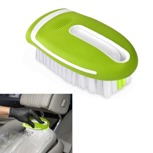 Carpet and Upholstery Cleaning Brush, Household Hard Bristle Brush, Car Plastic Gap Cleaning Brush, Universal Auto Detailing Brush for Car Interior Seat, Clothes and Sofa Cleaning - color: Green