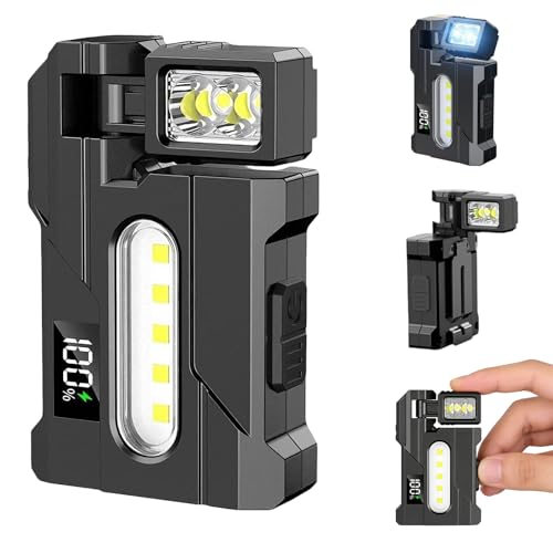 Wrrozz G5 Rechargeable EDC Flashlight, Black Flat Mini Pocket, Magnetic | Powerful 500 Lumens Super Bright Small Flash Light with Clip, 1500mAh Portable Keychain Torch for Outdoor Camping Emergencies - size: D-1 pack
