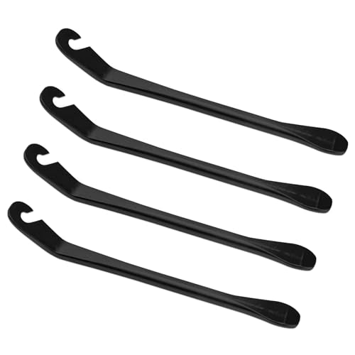Huakaile Bike Tire Levers Tyre Spoon Stainless Steel Changing Tool for Changing Road & Mountain Bike Tubes Premium Bicycle Accessories with Hook Repair Tire Tool - color: Black