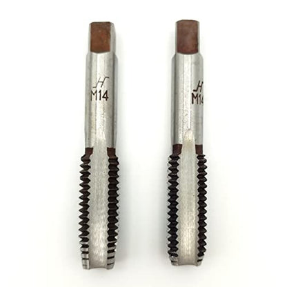 AtticZone M14 x 2.0 Metric Hand Thread Tap, Right Hand, Alloy Tool Steel, 1 Taper Tap, 1 Plug Tap for Metal Working DIY Industrial - size: M14x2.0