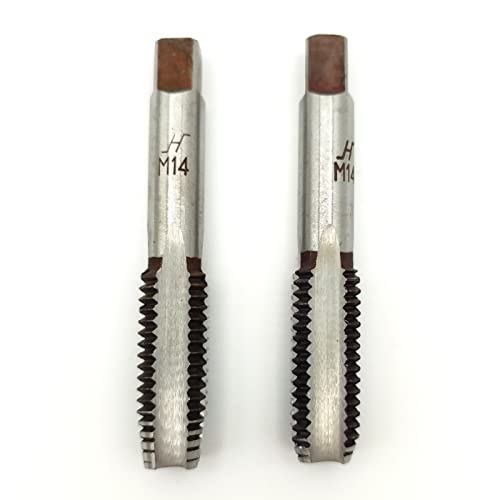 AtticZone M14 x 2.0 Metric Hand Thread Tap, Right Hand, Alloy Tool Steel, 1 Taper Tap, 1 Plug Tap for Metal Working DIY Industrial - size: M14x2.0