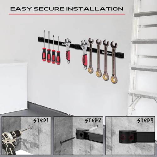 SEDY Magnetic Tool Holder Storage Organizer: 7-Piece Garage Wall Mount Rack Organization Strip Power Magnet Organizers Mounted Workbench Board Slatwall Van Hanger