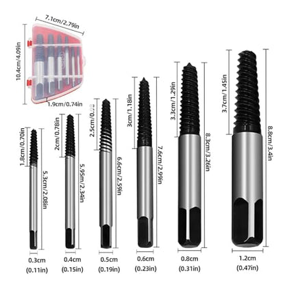 Greywolf 6 pcs screw extractor set, made of 35# Cr-Mo, bolt extractor, spiral groove bolt remover set, can easily remove broken screws, dropped screws, studs - size: 6