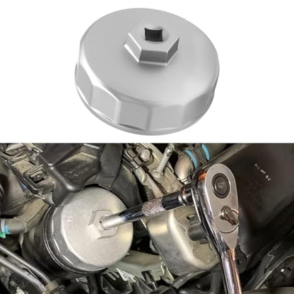 Heavy Duty 74mm 14 Flutes Oil Filter Wrench, Oil Filter Tool, 3/8" Square Drive Oil Filter Removel Tools, Oil Housing Cap Socket Remover Compatible with Toyota Porsche Audi Mazda Tribute