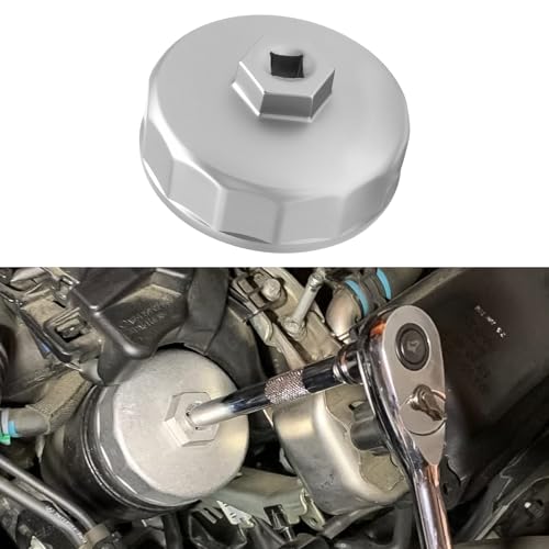 Heavy Duty 74mm 14 Flutes Oil Filter Wrench, Oil Filter Tool, 3/8" Square Drive Oil Filter Removel Tools, Oil Housing Cap Socket Remover Compatible with Toyota Porsche Audi Mazda Tribute